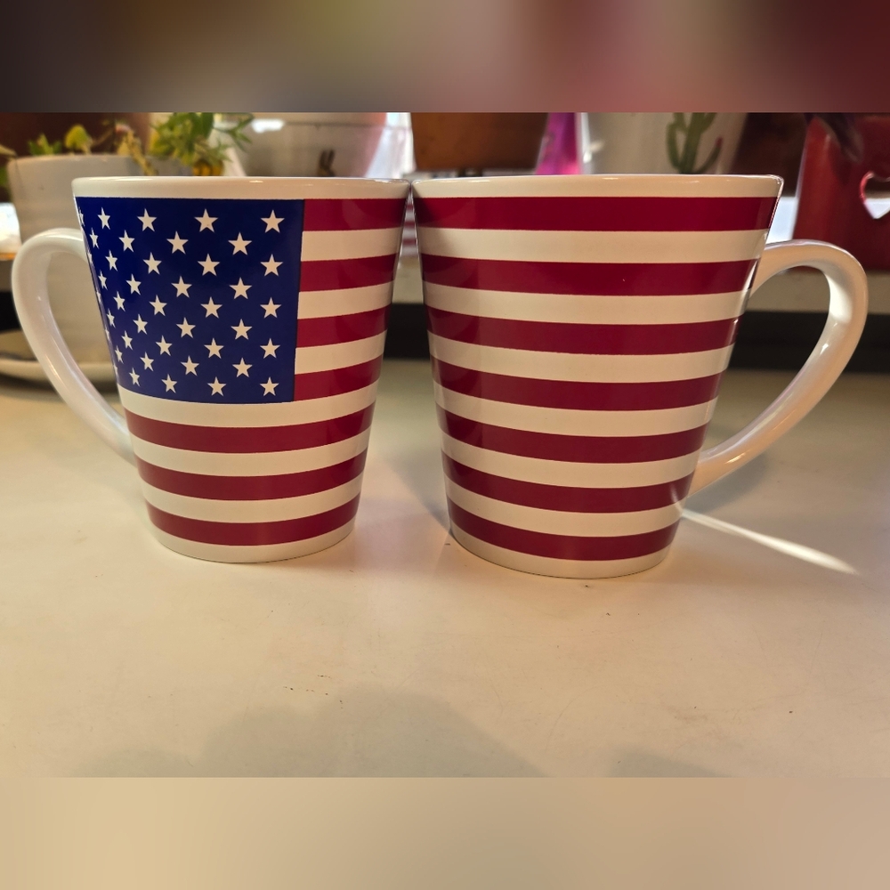 American Flag Ceramic Mug Set